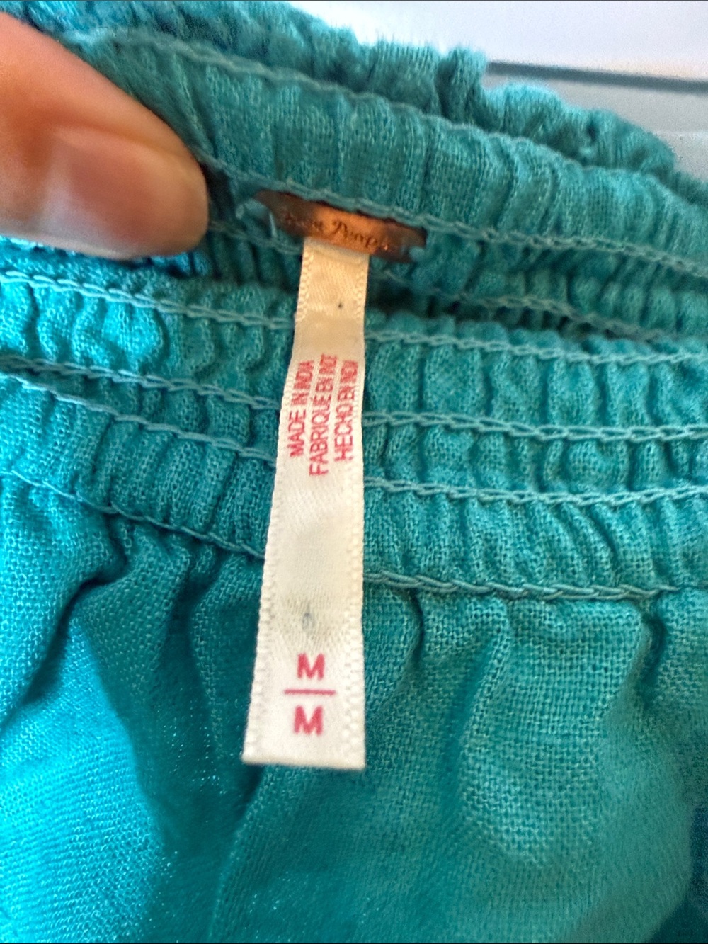 Free People Lush Life Linen Blend Strapless Ruffle Smocked Maxi Dress - Teal - Picture 11 of 11